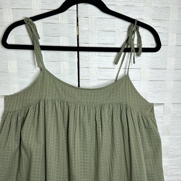 Gap Army Green Spaghetti Strap Textured Pocketed Midi Sundress Size Small - Picture 3 of 15